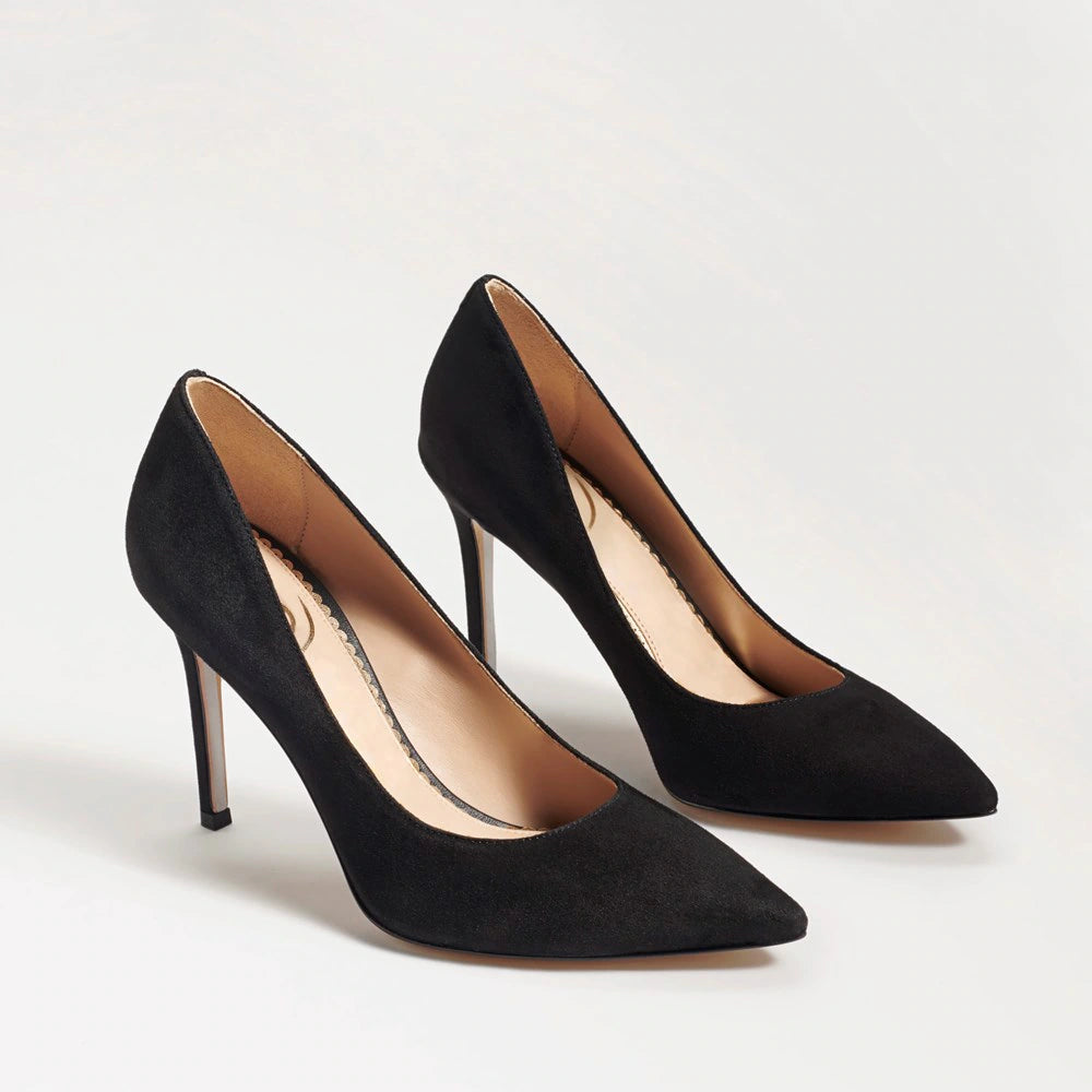 Hazel Pointed Toe Pump Black Suede Tulip