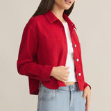 All Day Crop Denim Jacket | Red