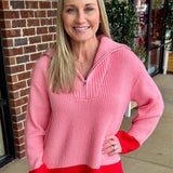 Pink and Red Zip Sweater