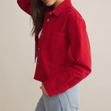 All Day Crop Denim Jacket | Red