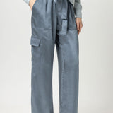 Satin Cargo Pant | Slate Blue