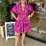 Penny Dress | Pink Paint Burst