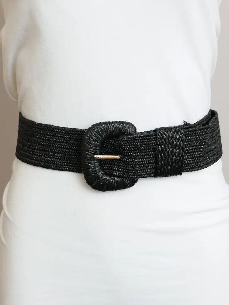 Raffia Stretch Belt | Black – Tulip