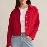 All Day Crop Denim Jacket | Red